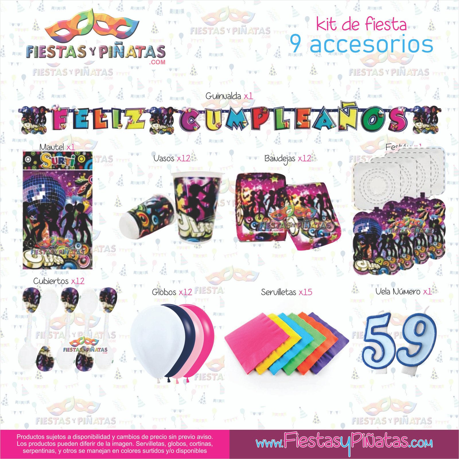 Labor Discurso Asistencia KIT DE CUMPLEAÑOS DECORACIÓN DISCO PARA FIESTAS 9 ACCESORIOS – Fiestas y  Piñatas Bogotá ✓ – Piñatería Online